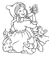 A coloring page of little red riding hood